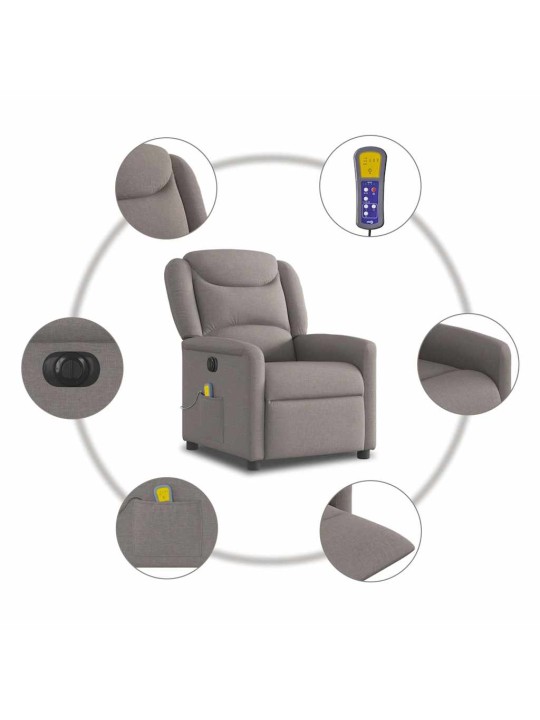 Elektrické masážní polohovací křeslo taupe textil