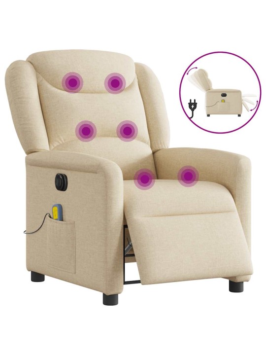 Elektrické masážní polohovací křeslo krémové textil