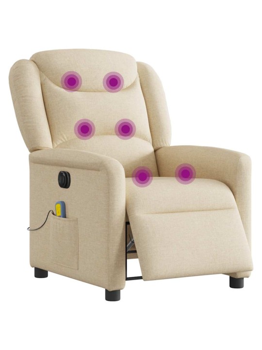 Elektrické masážní polohovací křeslo krémové textil