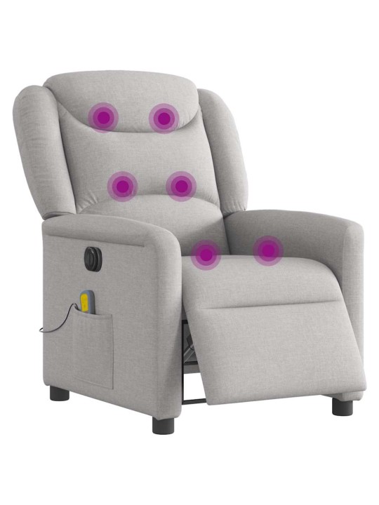 Elektrické masážní polohovací křeslo obláčkově šedé textil