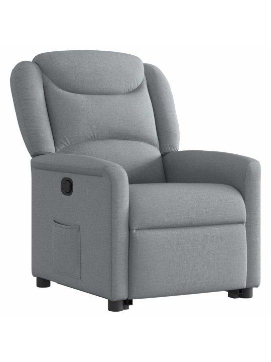 Zvedací polohovací křeslo světle šedé textil