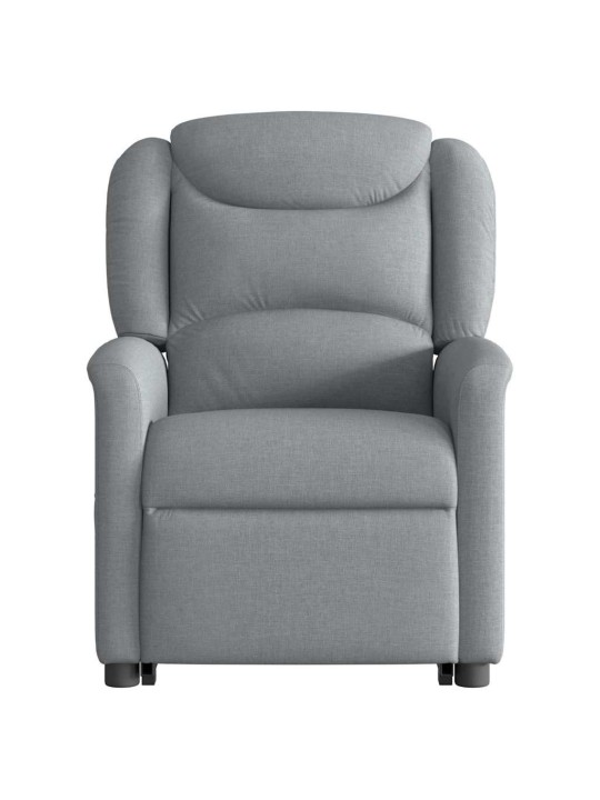 Zvedací polohovací křeslo světle šedé textil