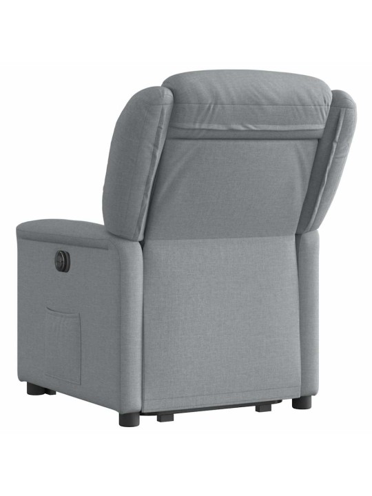 Zvedací polohovací křeslo světle šedé textil