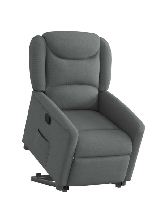 Zvedací polohovací křeslo tmavě šedé textil