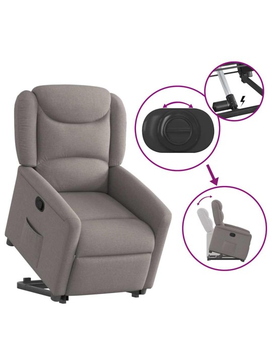 Zvedací polohovací křeslo taupe textil