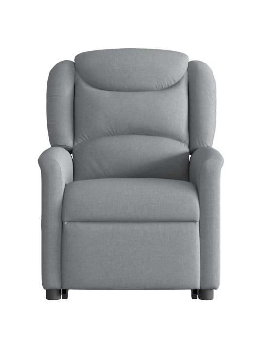 Zvedací masážní polohovací křeslo světle šedé textil