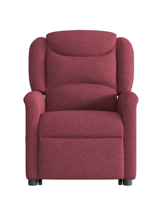 Zvedací masážní polohovací křeslo vínové textil