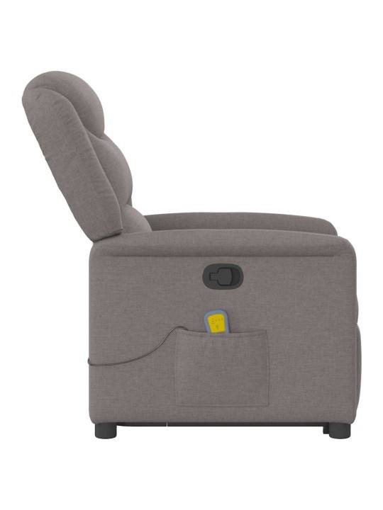 Zvedací masážní polohovací křeslo taupe textil