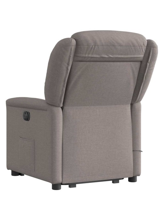 Zvedací masážní polohovací křeslo taupe textil