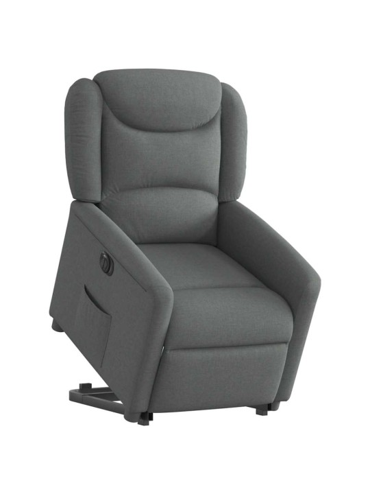 Elektrické zvedací polohovací křeslo tmavě šedé textil