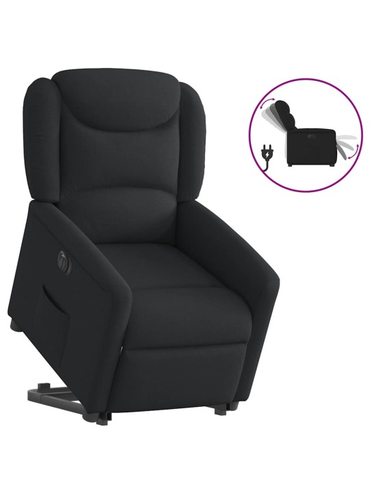 Elektrické zvedací polohovací křeslo černé textil