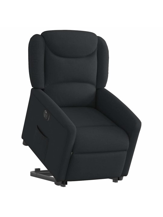 Elektrické zvedací polohovací křeslo černé textil