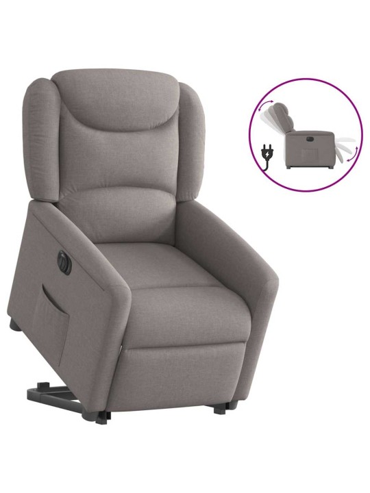 Elektrické zvedací polohovací křeslo taupe textil