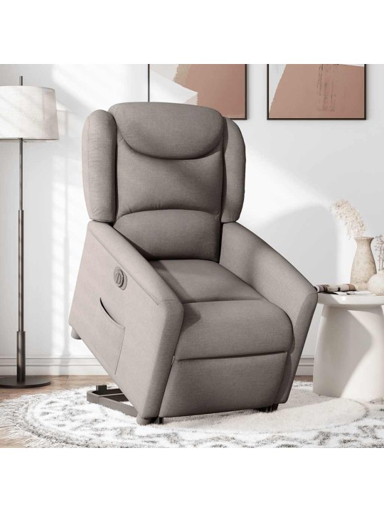 Elektrické zvedací polohovací křeslo taupe textil