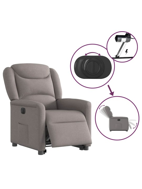 Elektrické zvedací polohovací křeslo taupe textil