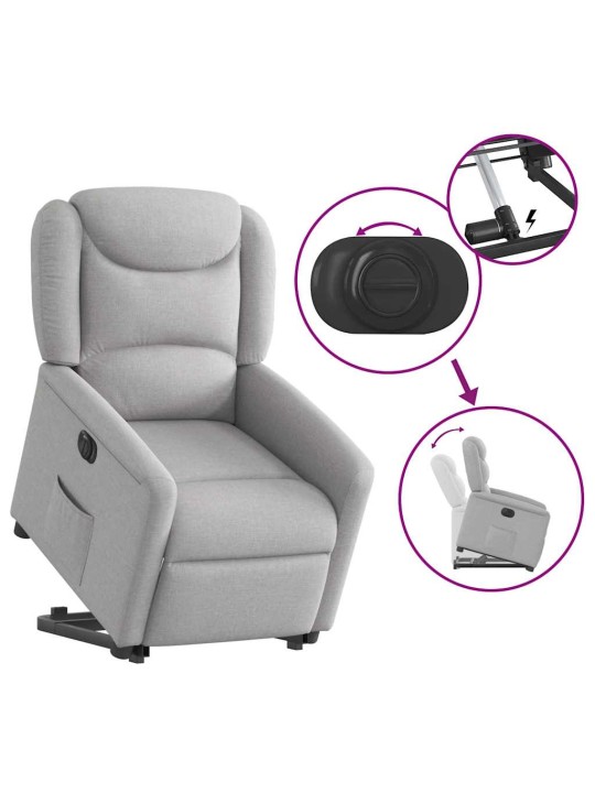 Elektrické zvedací polohovací křeslo obláčkově šedé textil