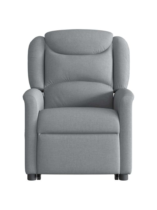 Elektrické zvedací masážní polohovací křeslo světle šedé textil