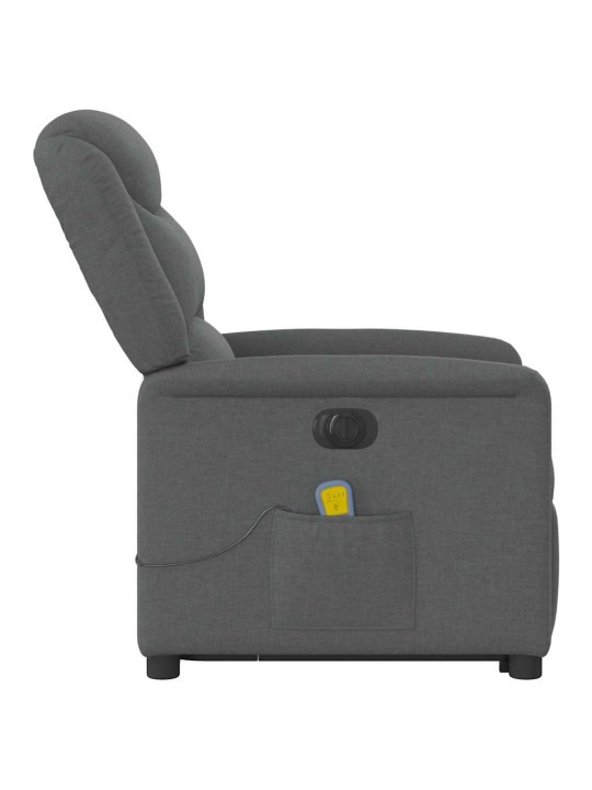 Elektrické zvedací masážní polohovací křeslo tmavě šedé textil