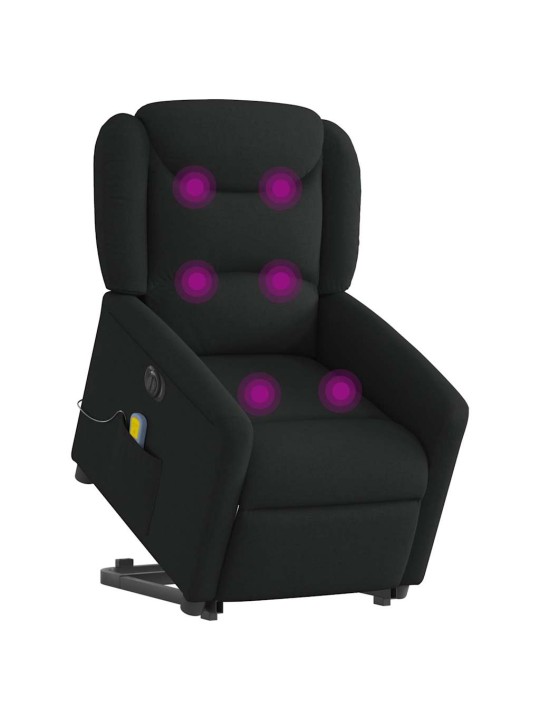 Elektrické zvedací masážní polohovací křeslo černé textil