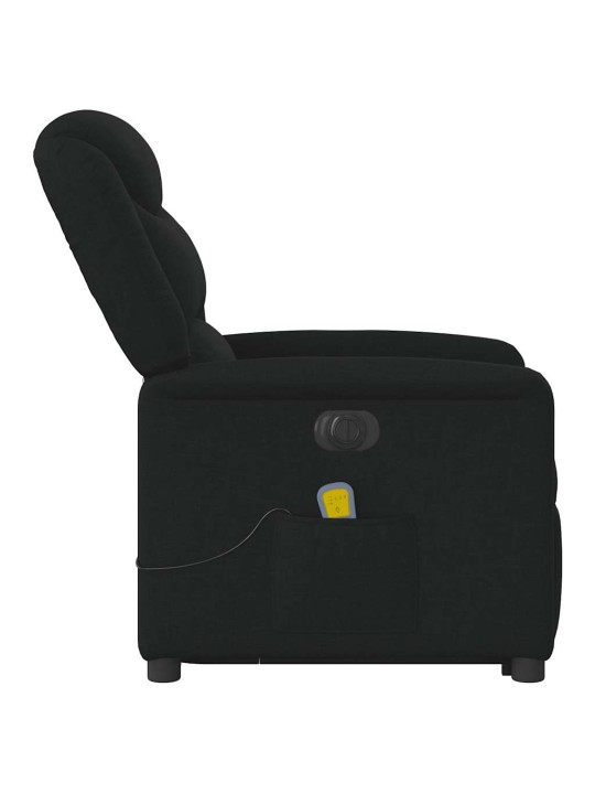 Elektrické zvedací masážní polohovací křeslo černé textil