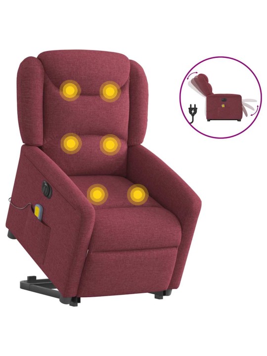 Elektrické zvedací masážní polohovací křeslo vínové textil