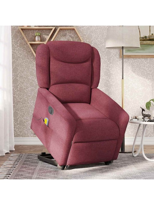 Elektrické zvedací masážní polohovací křeslo vínové textil