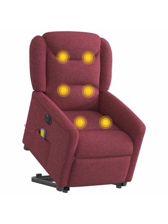 Elektrické zvedací masážní polohovací křeslo vínové textil