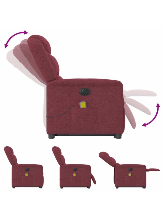 Elektrické zvedací masážní polohovací křeslo vínové textil