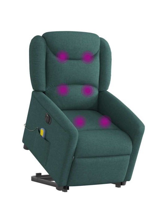 Elektrické zvedací masážní polohovací křeslo zelené textil