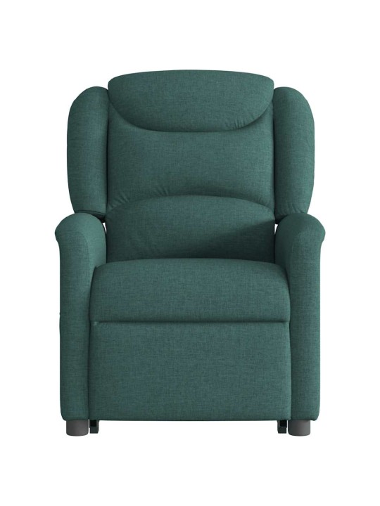 Elektrické zvedací masážní polohovací křeslo zelené textil