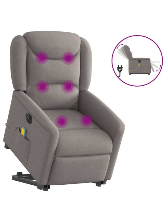 Elektrické zvedací masážní polohovací křeslo taupe textil
