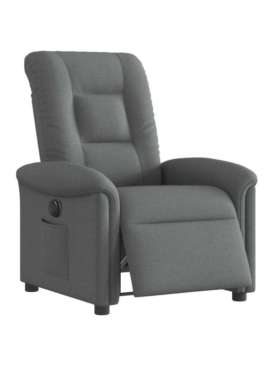 Elektrické polohovací křeslo tmavě šedé textil