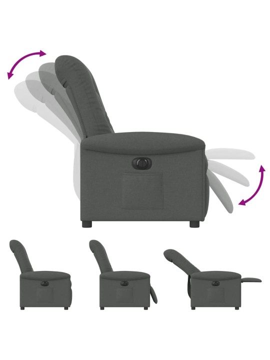 Elektrické polohovací křeslo tmavě šedé textil