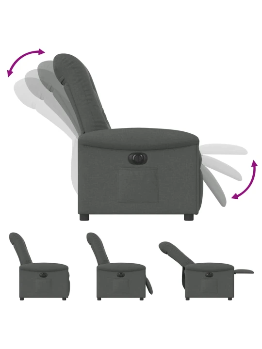 Elektrické polohovací křeslo tmavě šedé textil