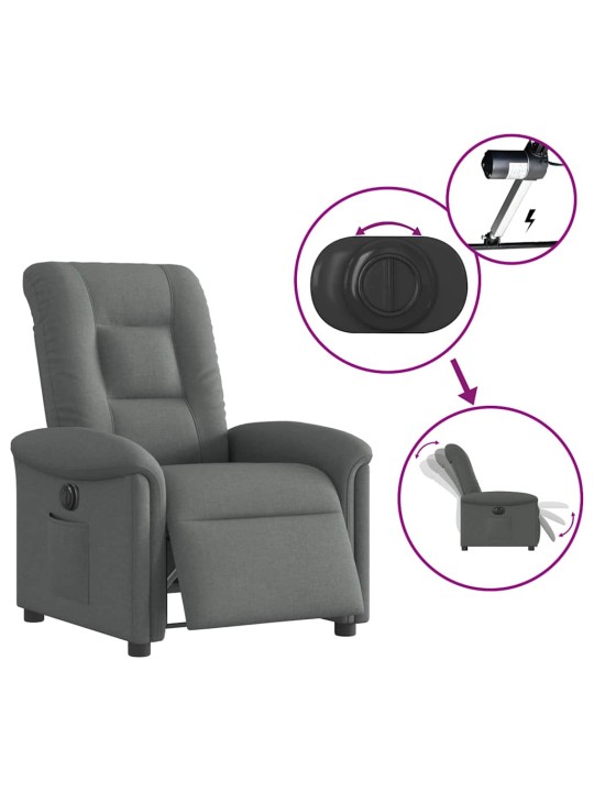 Elektrické polohovací křeslo tmavě šedé textil