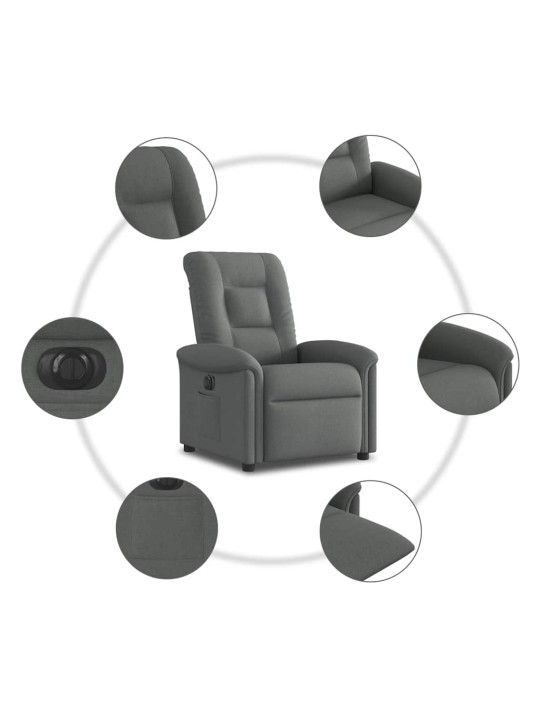Elektrické polohovací křeslo tmavě šedé textil