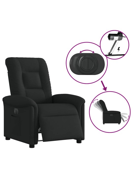 Elektrické polohovací křeslo černé textil