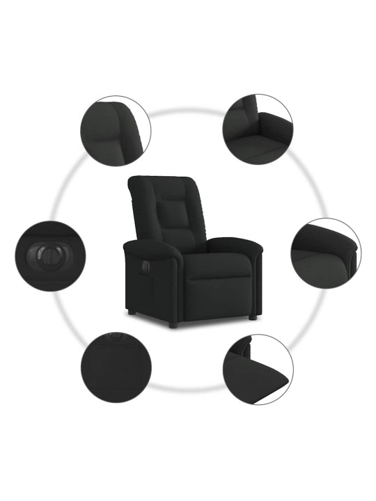 Elektrické polohovací křeslo černé textil