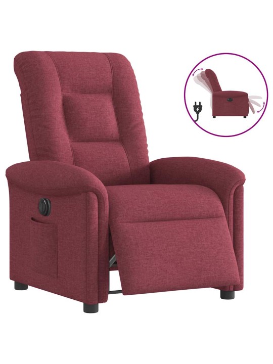 Elektrické polohovací křeslo vínové textil