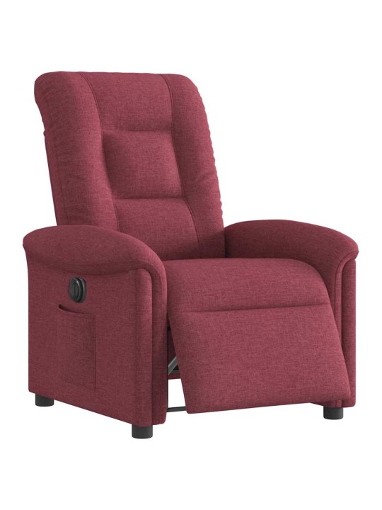 Elektrické polohovací křeslo vínové textil