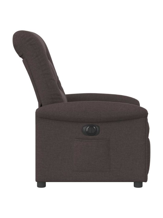 Elektrické polohovací křeslo tmavě hnědé textil