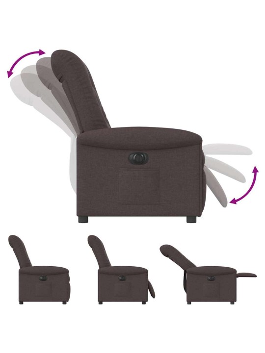 Elektrické polohovací křeslo tmavě hnědé textil