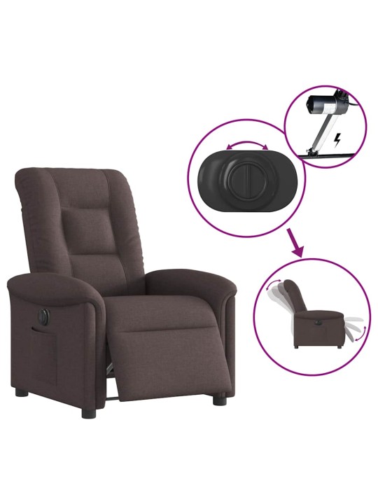 Elektrické polohovací křeslo tmavě hnědé textil