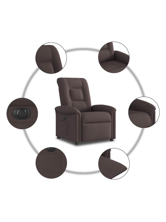Elektrické polohovací křeslo tmavě hnědé textil