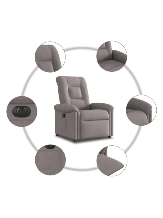 Elektrické polohovací křeslo taupe textil