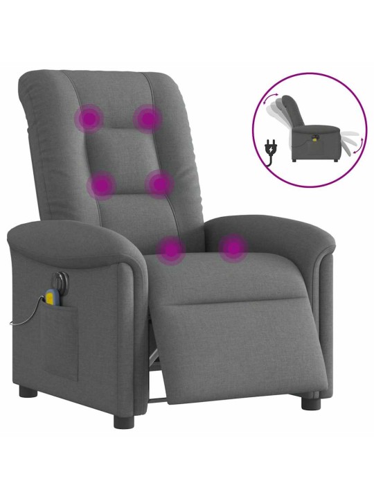 Elektrické masážní polohovací křeslo tmavě šedé textil