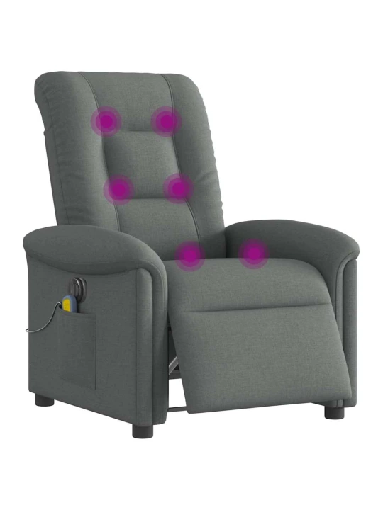 Elektrické masážní polohovací křeslo tmavě šedé textil