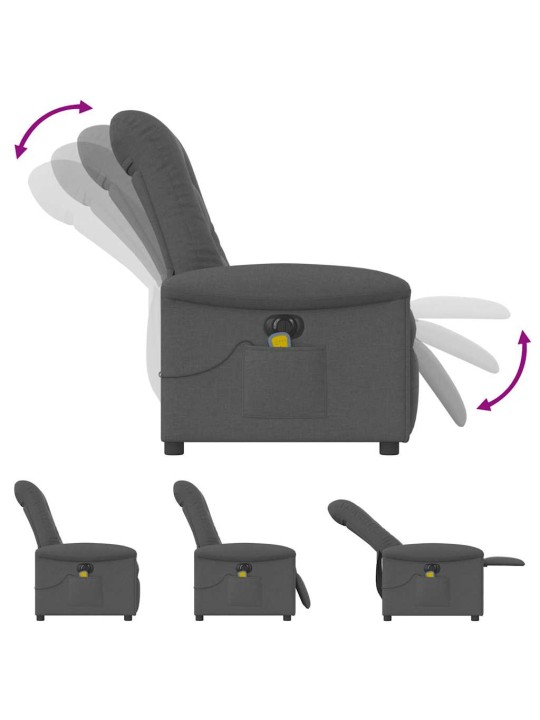 Elektrické masážní polohovací křeslo tmavě šedé textil