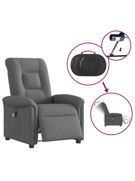 Elektrické masážní polohovací křeslo tmavě šedé textil