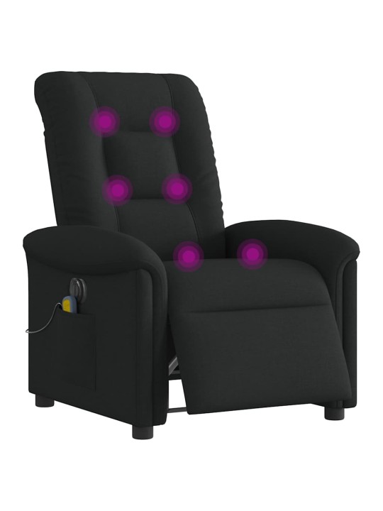 Elektrické masážní polohovací křeslo černé textil